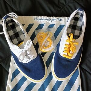 VANS Custom Shoes Size 10.5 New with Original Custom Bag and Gold/White Laces